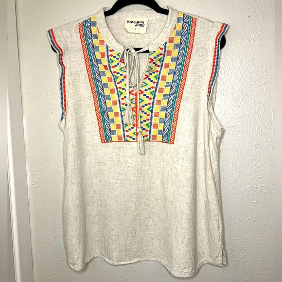 Savanna Jane Multicolor Embroidered Women's Top - Picture 1 of 9